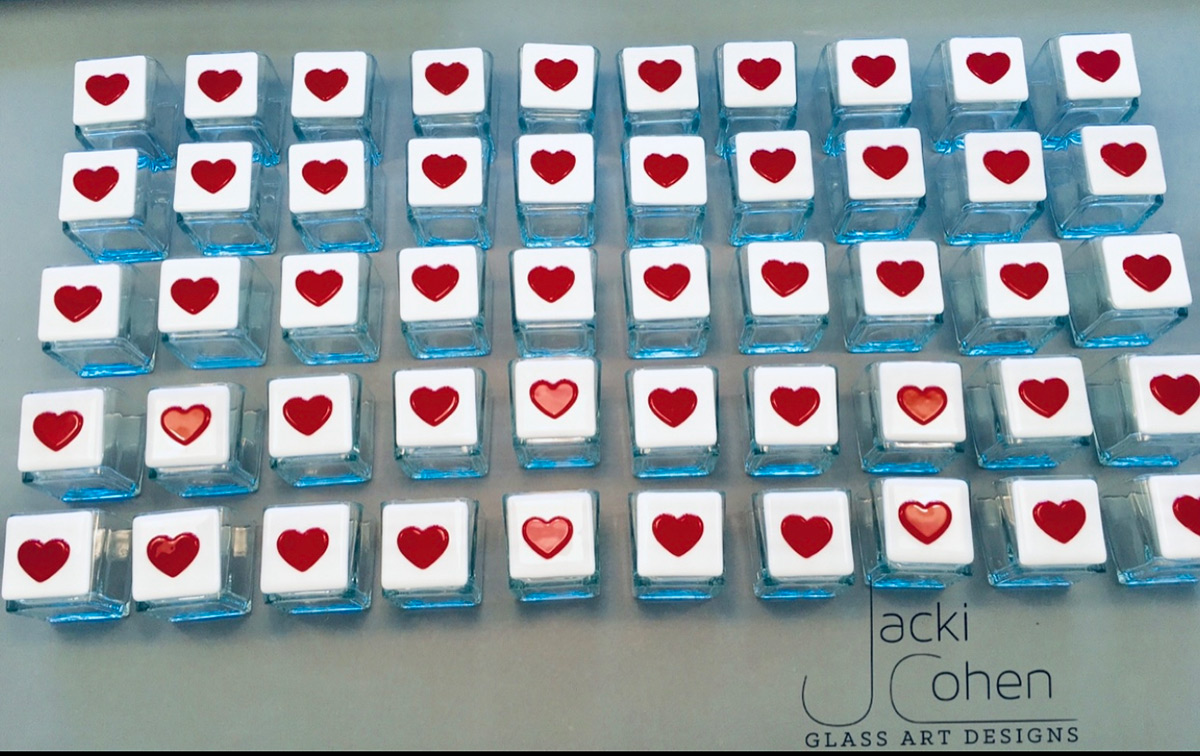 heart party favors Glass Art by Jacki Cohen