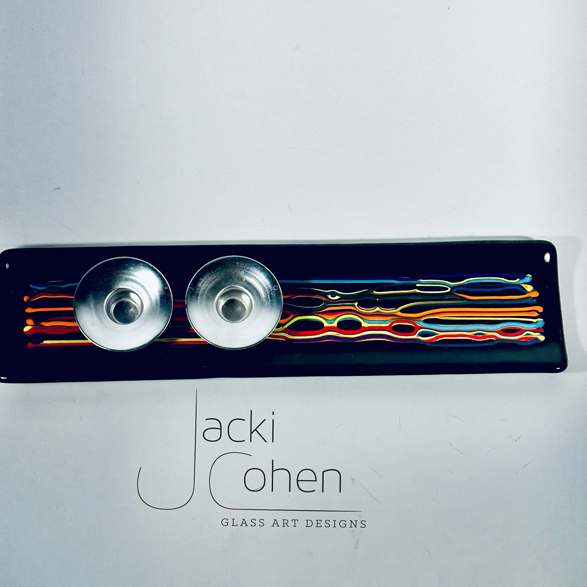 Judaica Shabbat Art Glass by Jacki Cohen