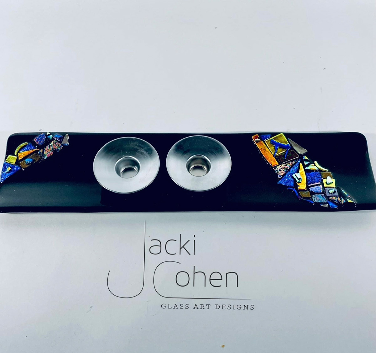 Judaica Shabbat Art Glass by Jacki Cohen