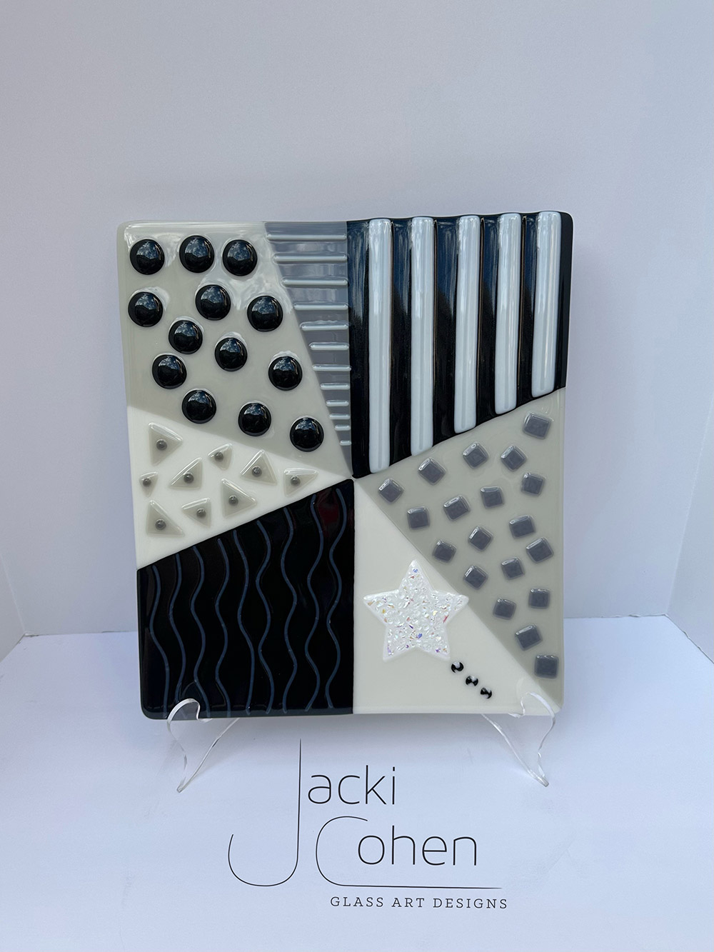 Panel Night Glass Art by Jacki Cohen