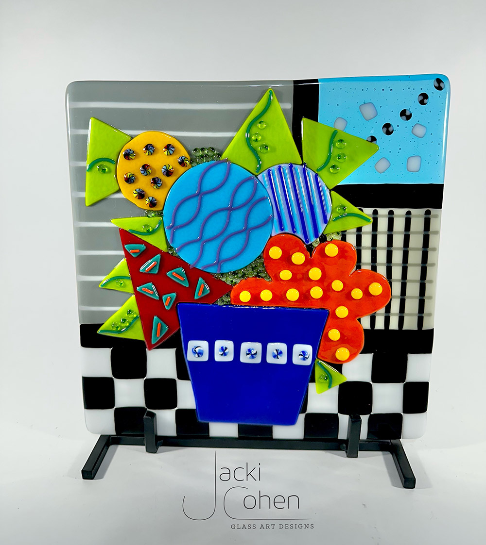 Panel Bloom Glass Art by Jacki Cohen