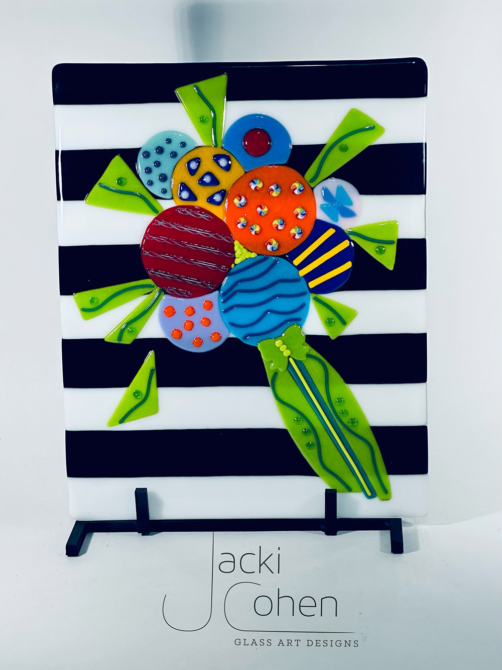 Panel Bouquet Glass Art by Jacki Cohen