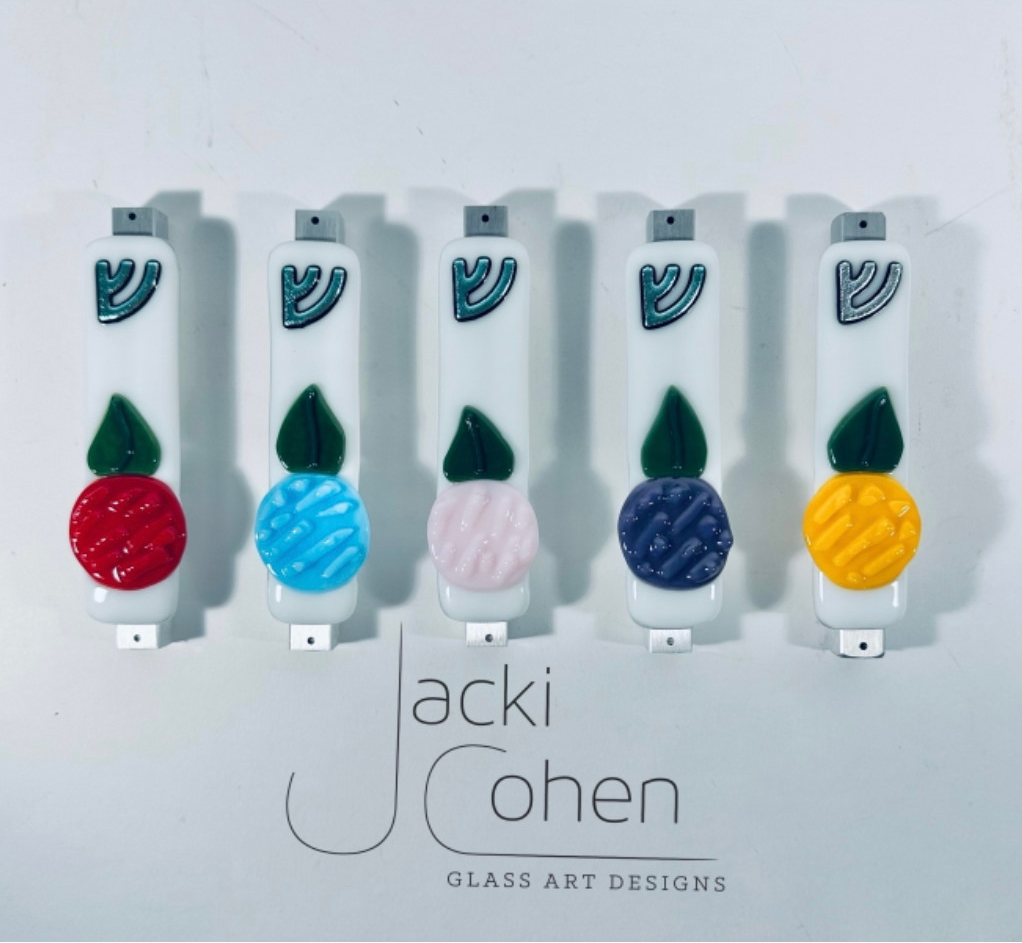 Mezuzah Glass Art by Jacki Cohen