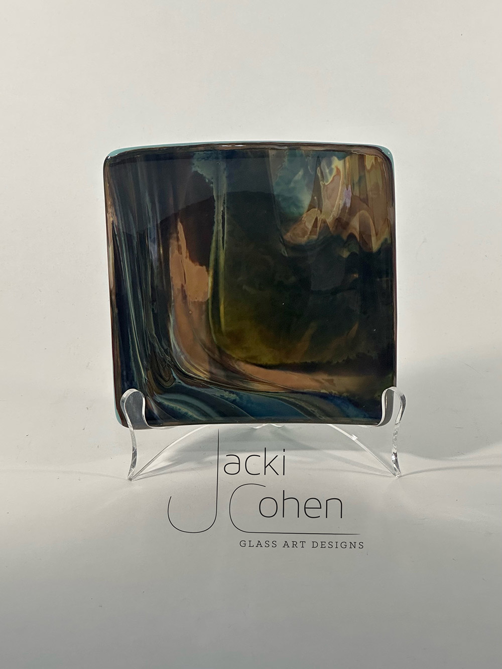 Sedona Square Glass Art by Jacki Cohen